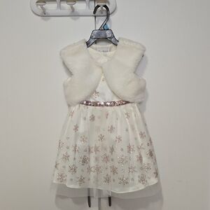White and Gold Snowflake Dress with Vest